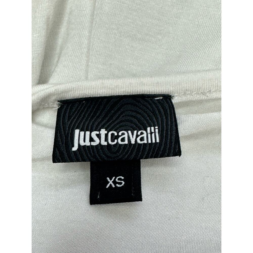 Just Cavalli White & Black Animal Print Geometric Design Short Sleeve T-Shirt XS - Picture 5 of 10